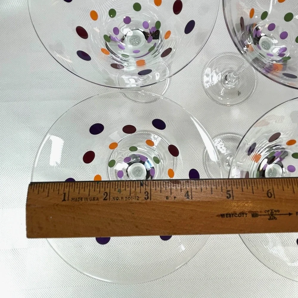 Retired Pampered Chef Set Of  4 Multicolored Polka Dot Martini Glasses #2838 MIB